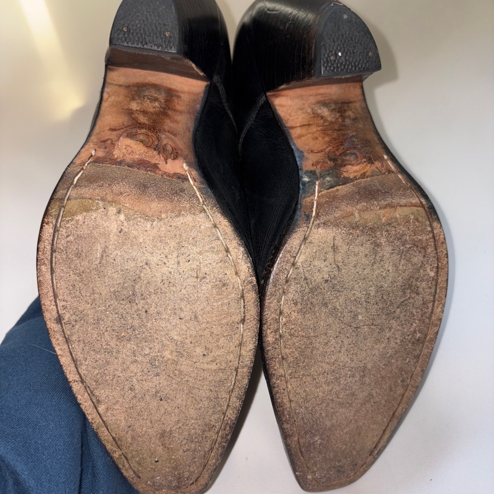 Charlie 1 Horse Black Western Heeled Mules by Lucchese - Picture 6 of 8